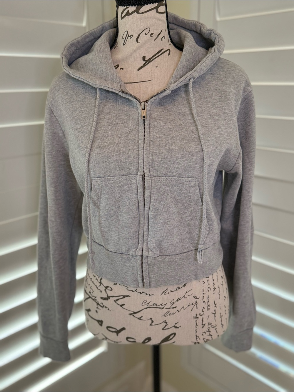 John Galt Brandy Melville Gray Cropped Zip Hoodie One Size